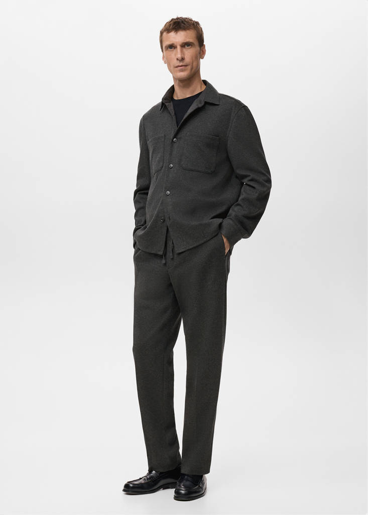 Flannel joggers with drawstring — Dark Heather Grey