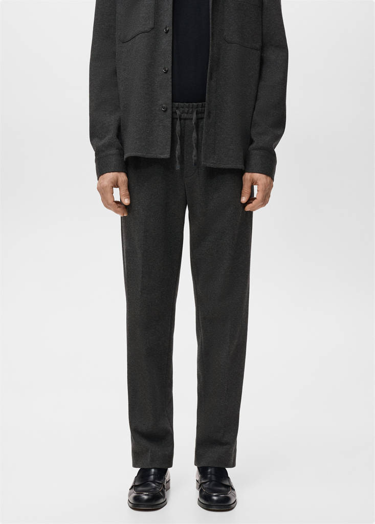Flannel joggers with drawstring — Dark Heather Grey