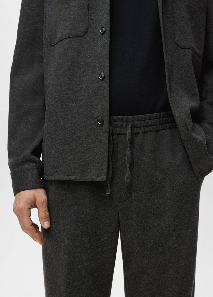 Flannel joggers with drawstring — Dark Heather Grey
