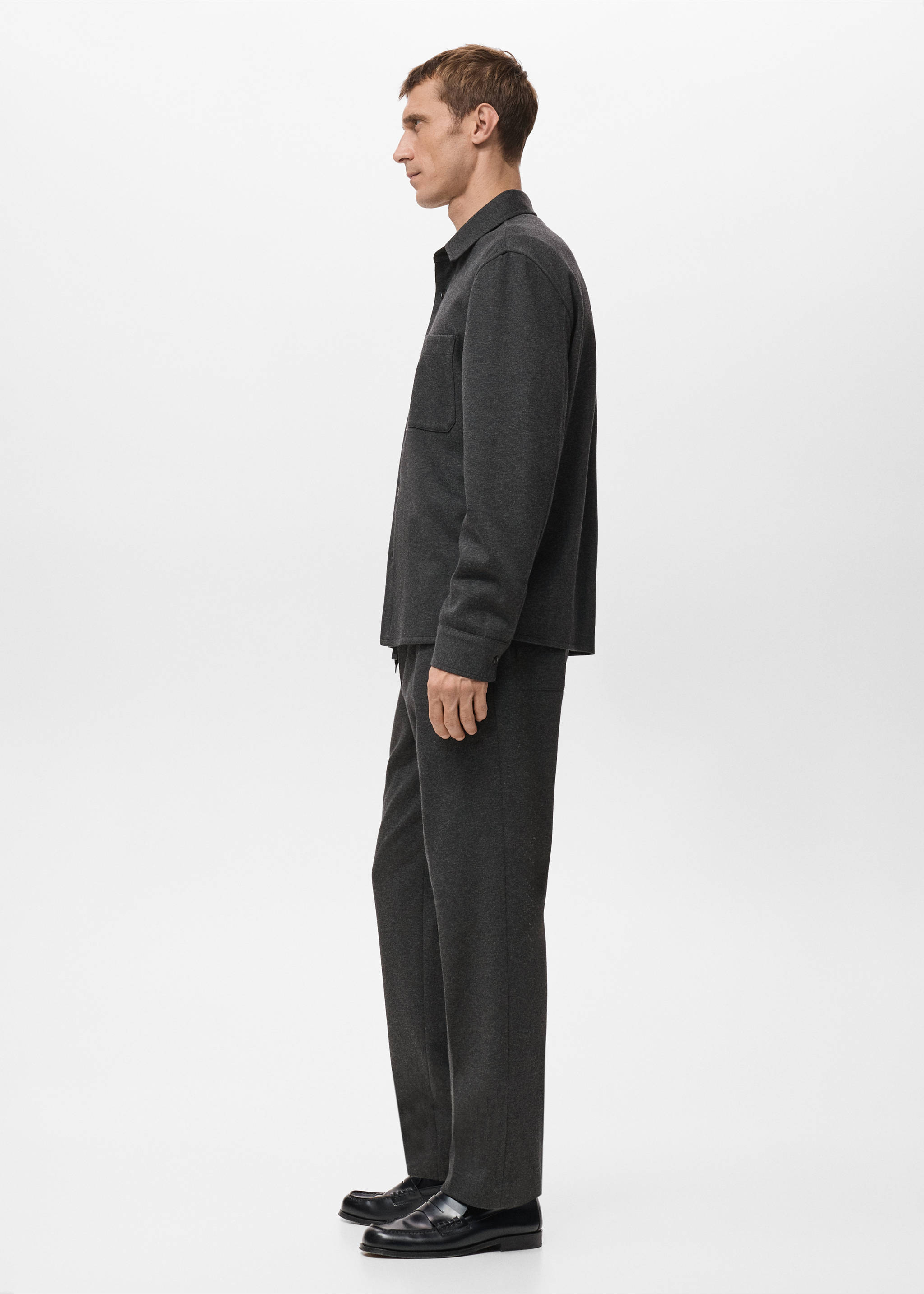 Джоггеры из фланели со шнуром - Деталь изделия 2, Меланжевый темно-серый. Ref: 27071199-00.