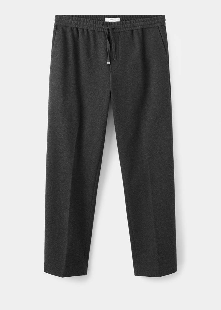 Flannel joggers with drawstring — Dark Heather Grey