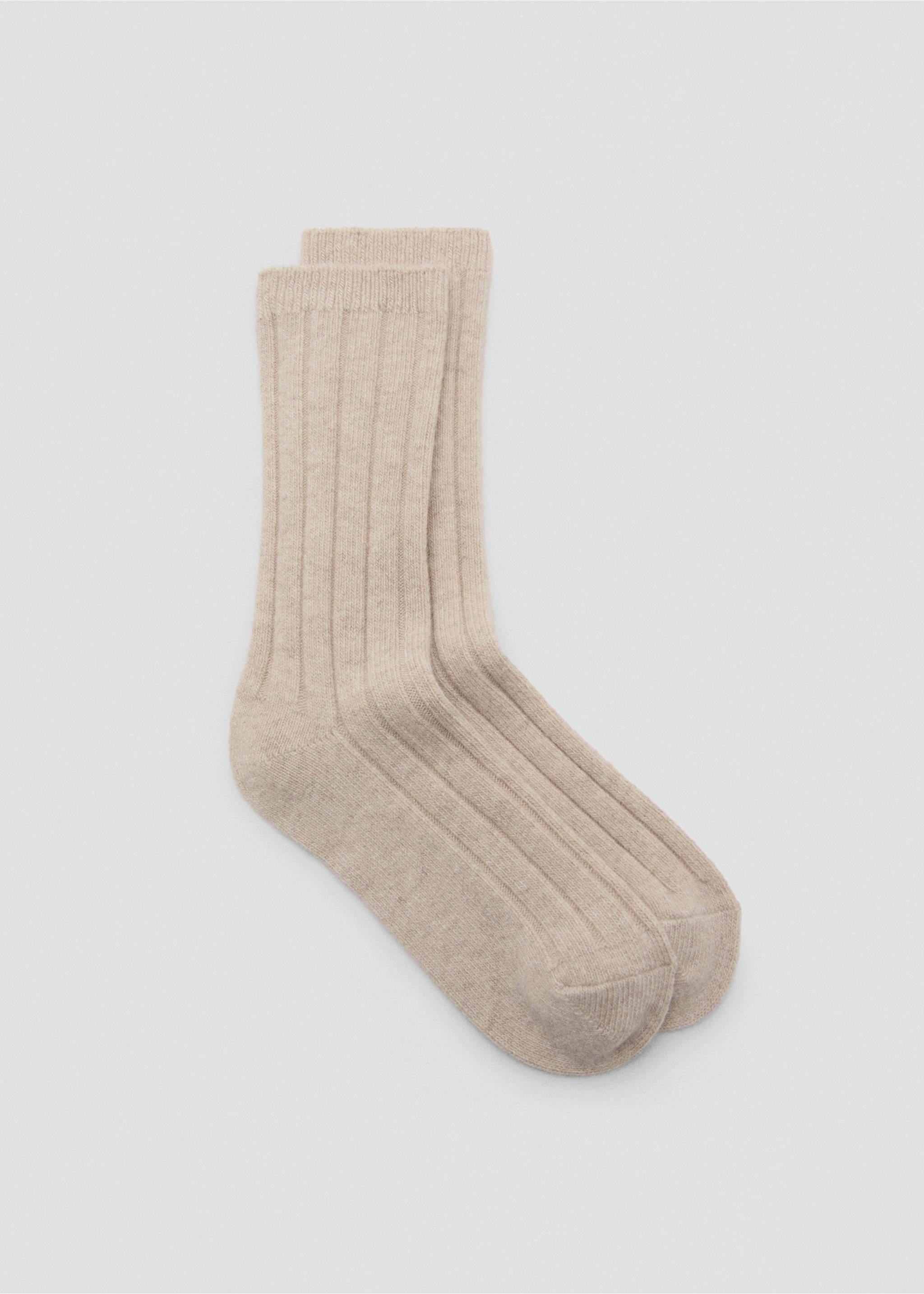 Ribbed wool blend socks - Article without model, Ecru. Ref: 27071201-00.