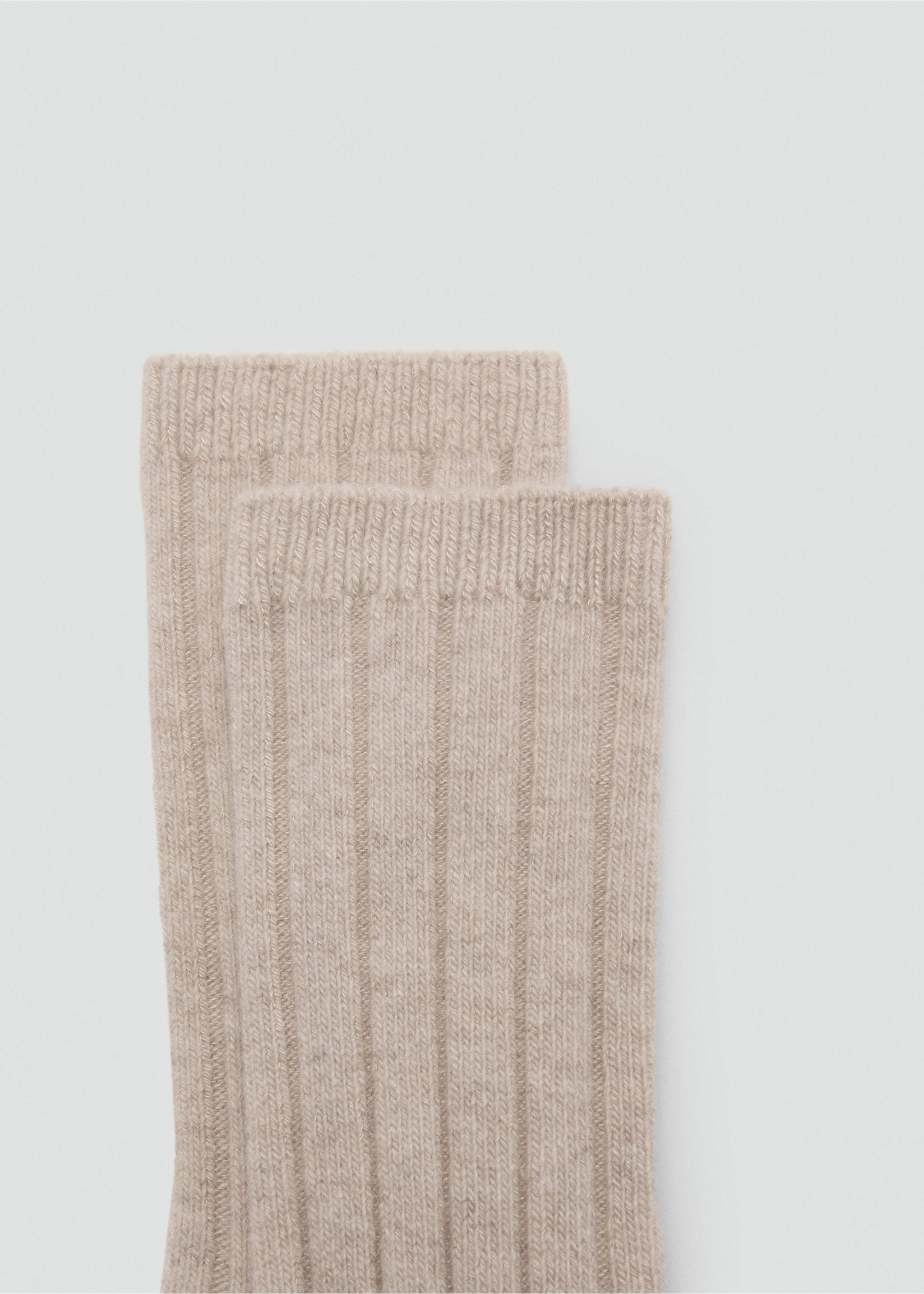 Ribbed wool blend socks - Medium plane, Ecru. Ref: 27071201-00.
