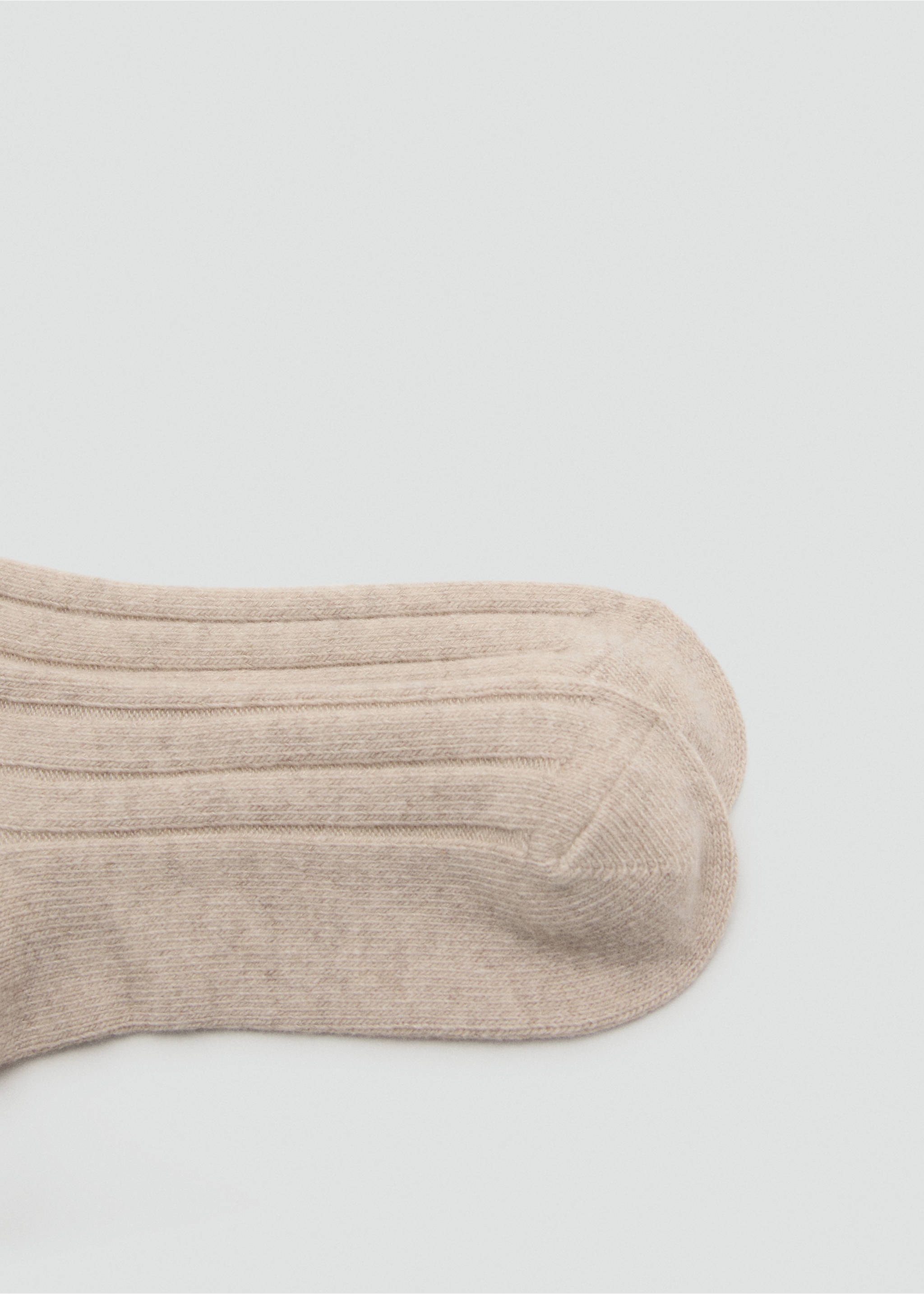 Ribbed wool blend socks - Details of the article 1, Ecru. Ref: 27071201-00.