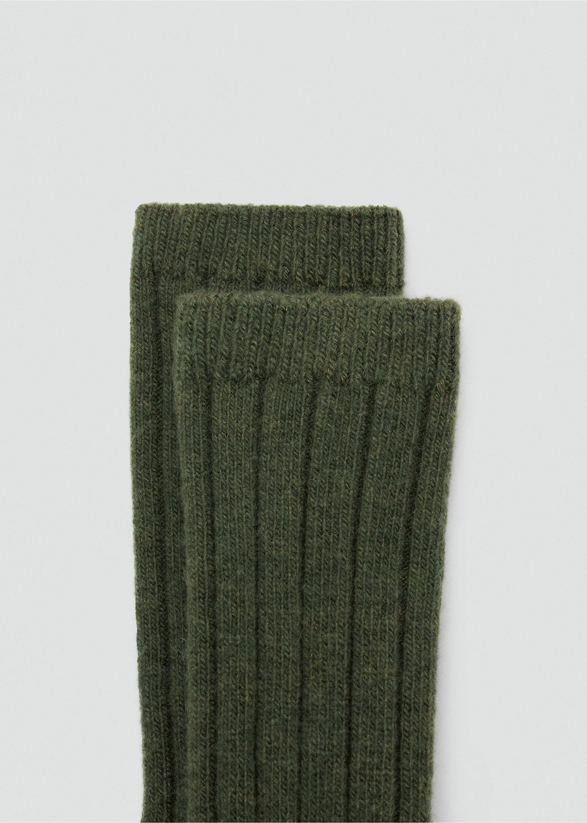 Ribbed wool blend socks - Medium plane, Khaki. Ref: 27071201-00.
