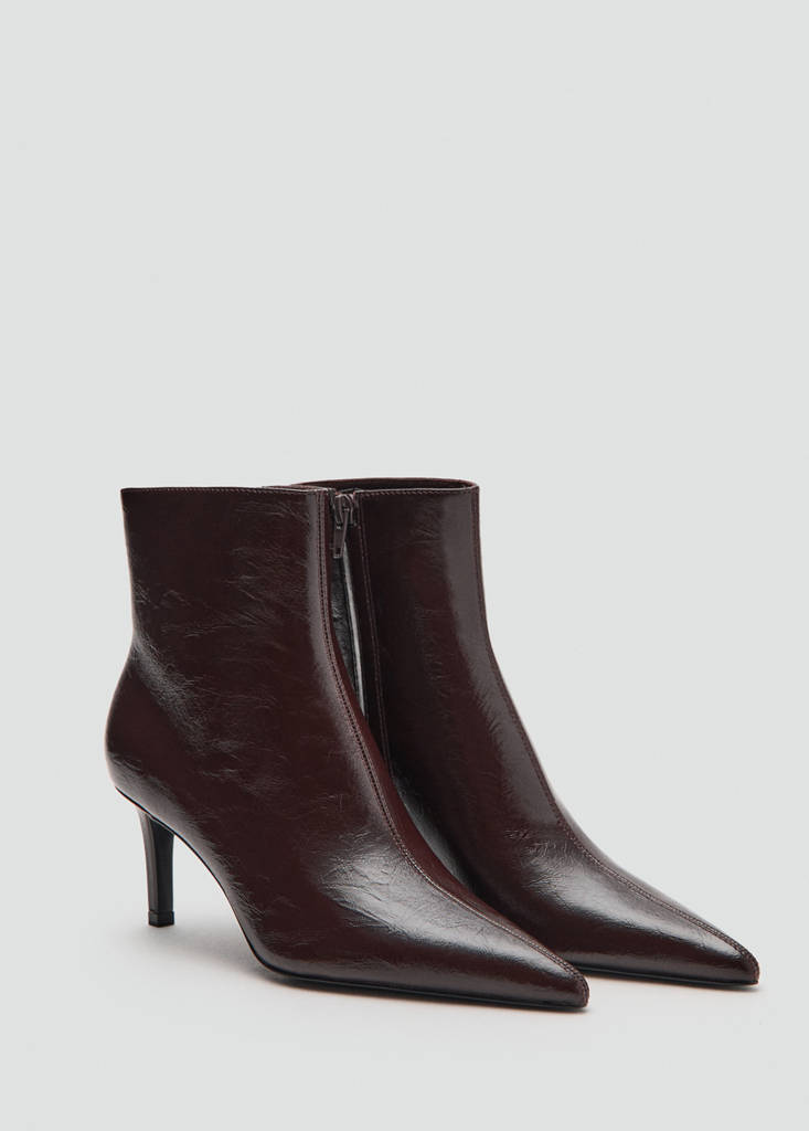 Pointed heel ankle boot — Burgundy