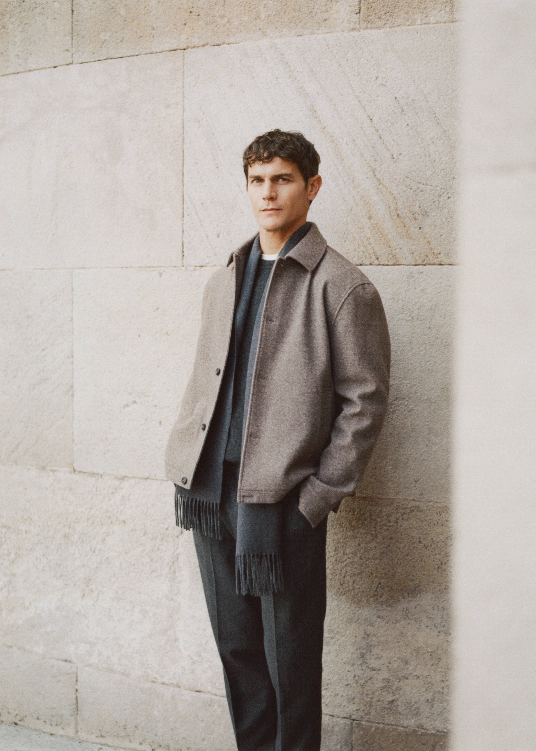 Regular fit flannel overshirt - Details of the article 3, Medium Brown. Ref: 27071211-00.