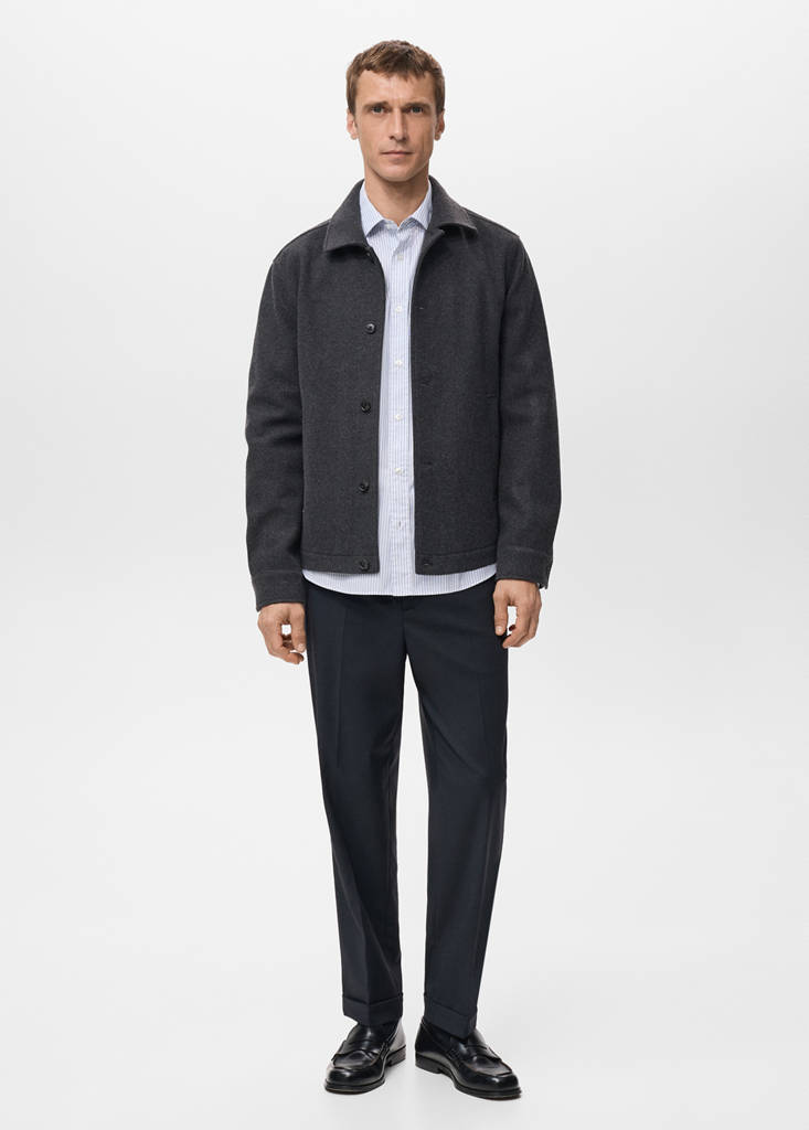 Regular fit flannel overshirt — Dark Heather Grey