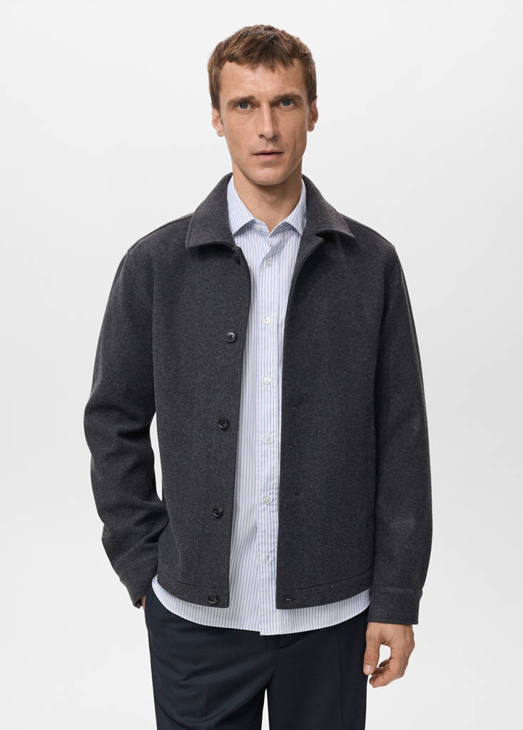 Regular fit flannel overshirt — Dark Heather Grey
