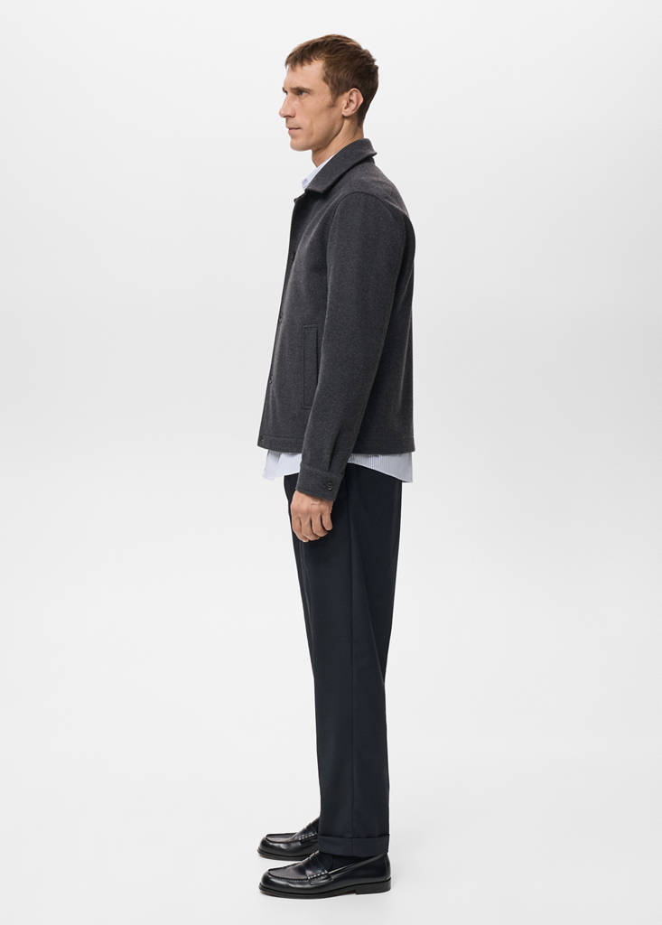 Regular fit flannel overshirt — Dark Heather Grey