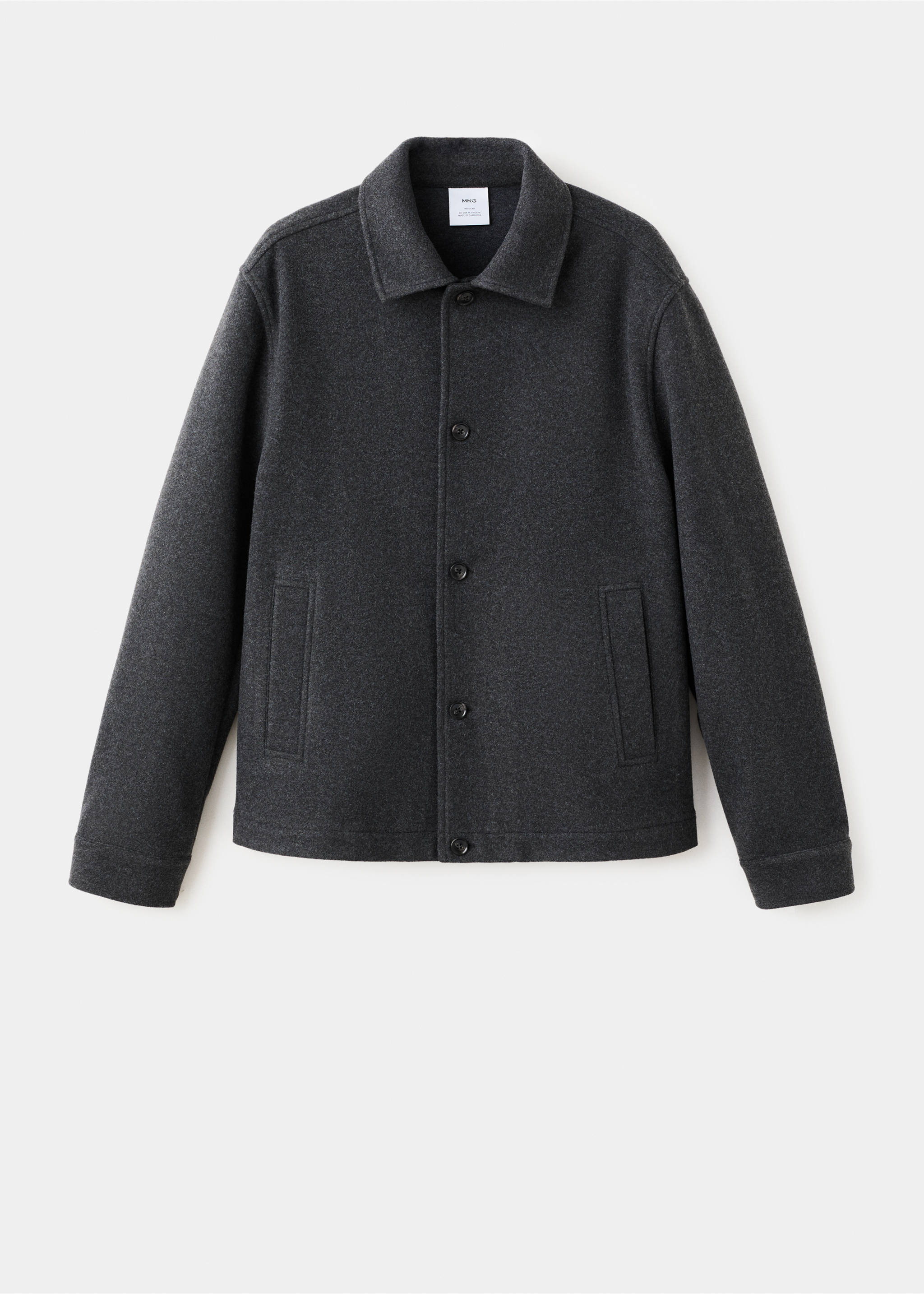 Regular fit flannel overshirt - Article without model, Dark Heather Grey. Ref: 27071211-00.