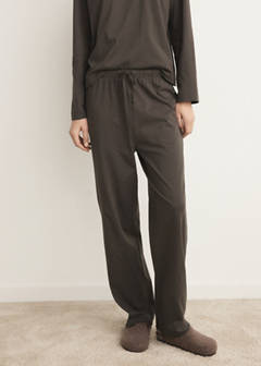 Two-piece plain cotton pyjamas — Chocolate 5