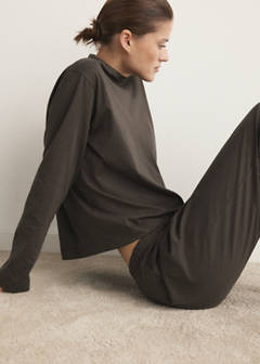 Two-piece plain cotton pyjamas — Chocolate 4