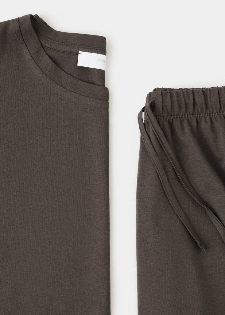 Two-piece plain cotton pyjamas — Chocolate