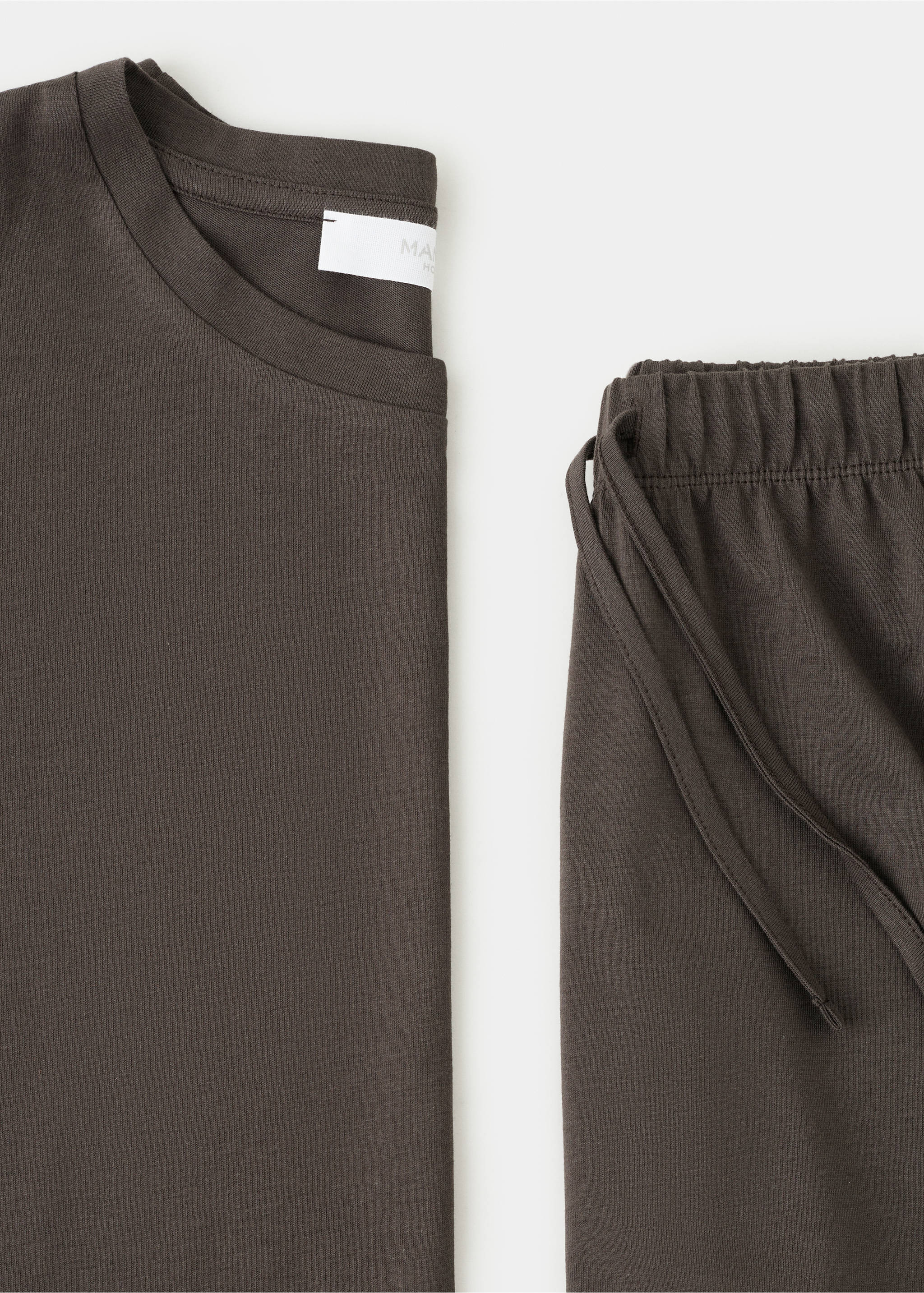 Two-piece plain cotton pyjamas - Details of the article 8, Chocolate. Ref: 27071215-00.