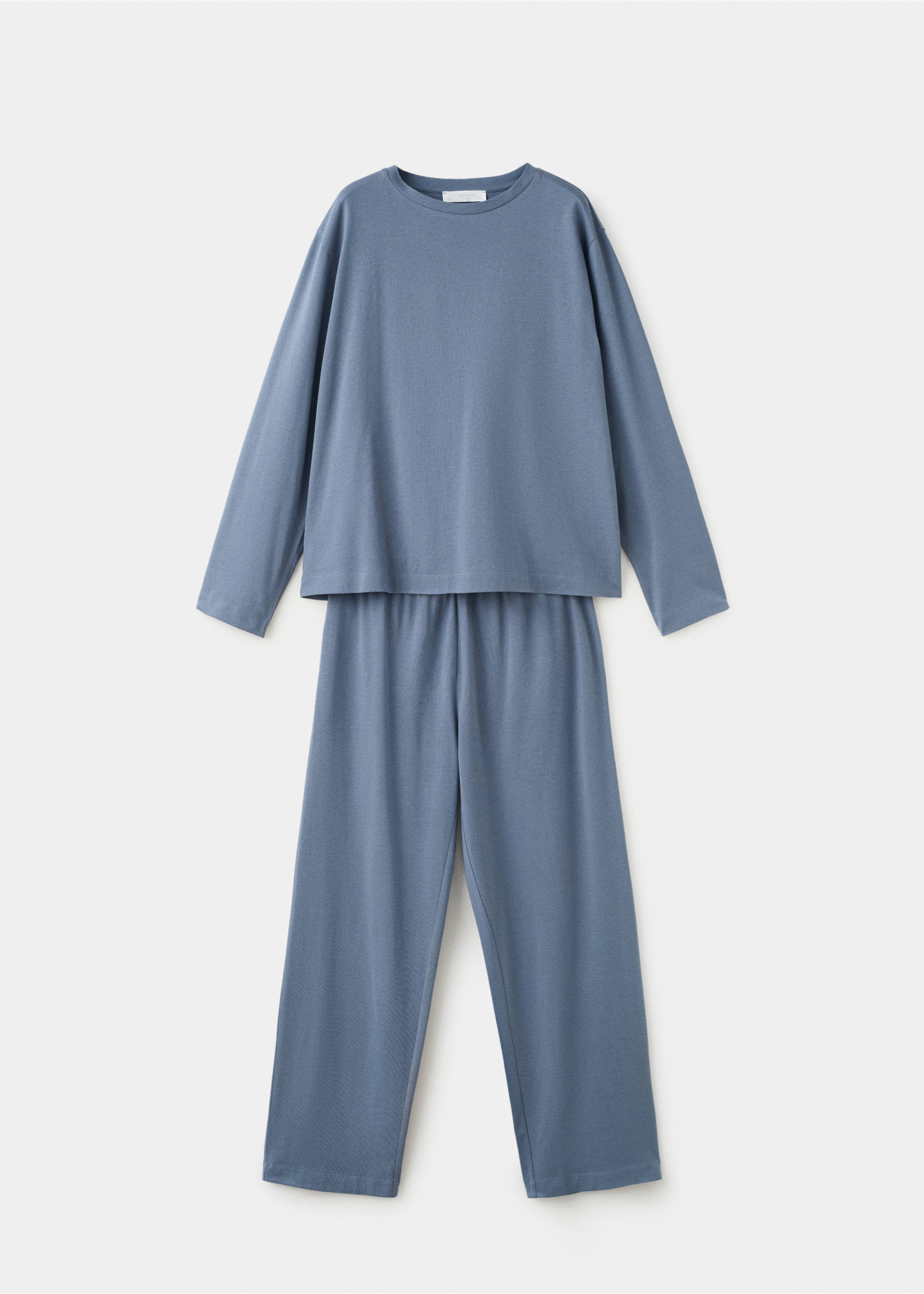 Two-piece plain cotton pyjamas - Article without model, Ink Blue. Ref: 27071215-00.