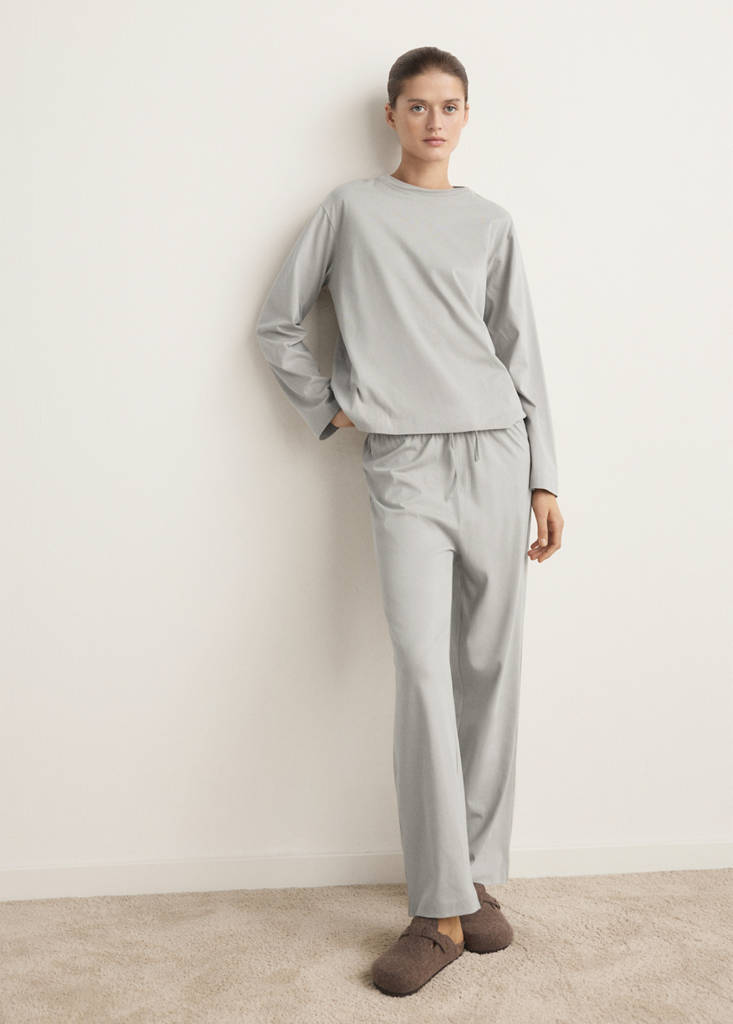 Two-piece plain cotton pyjamas — Grey