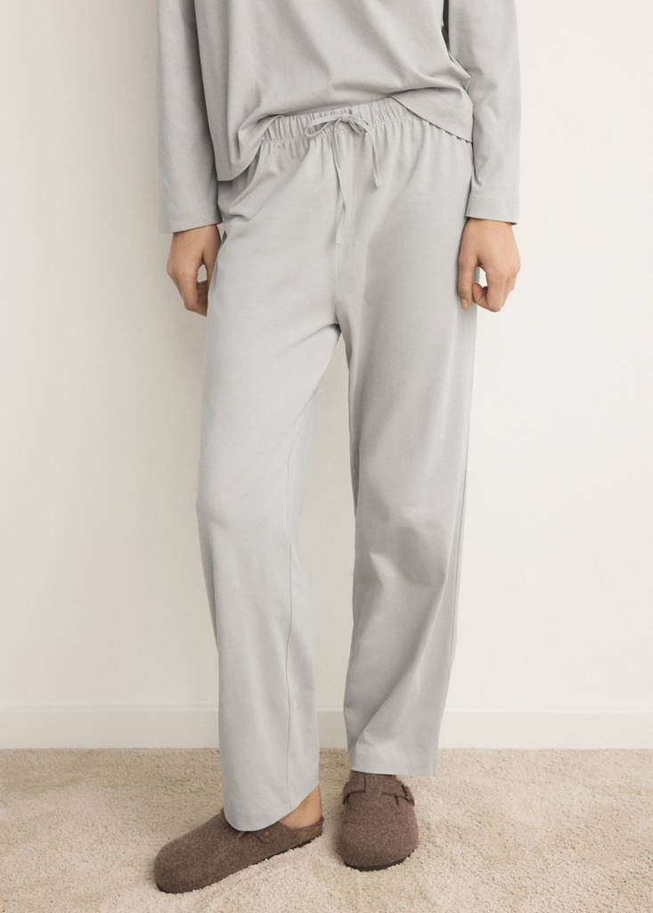 Two-piece plain cotton pyjamas — Grey