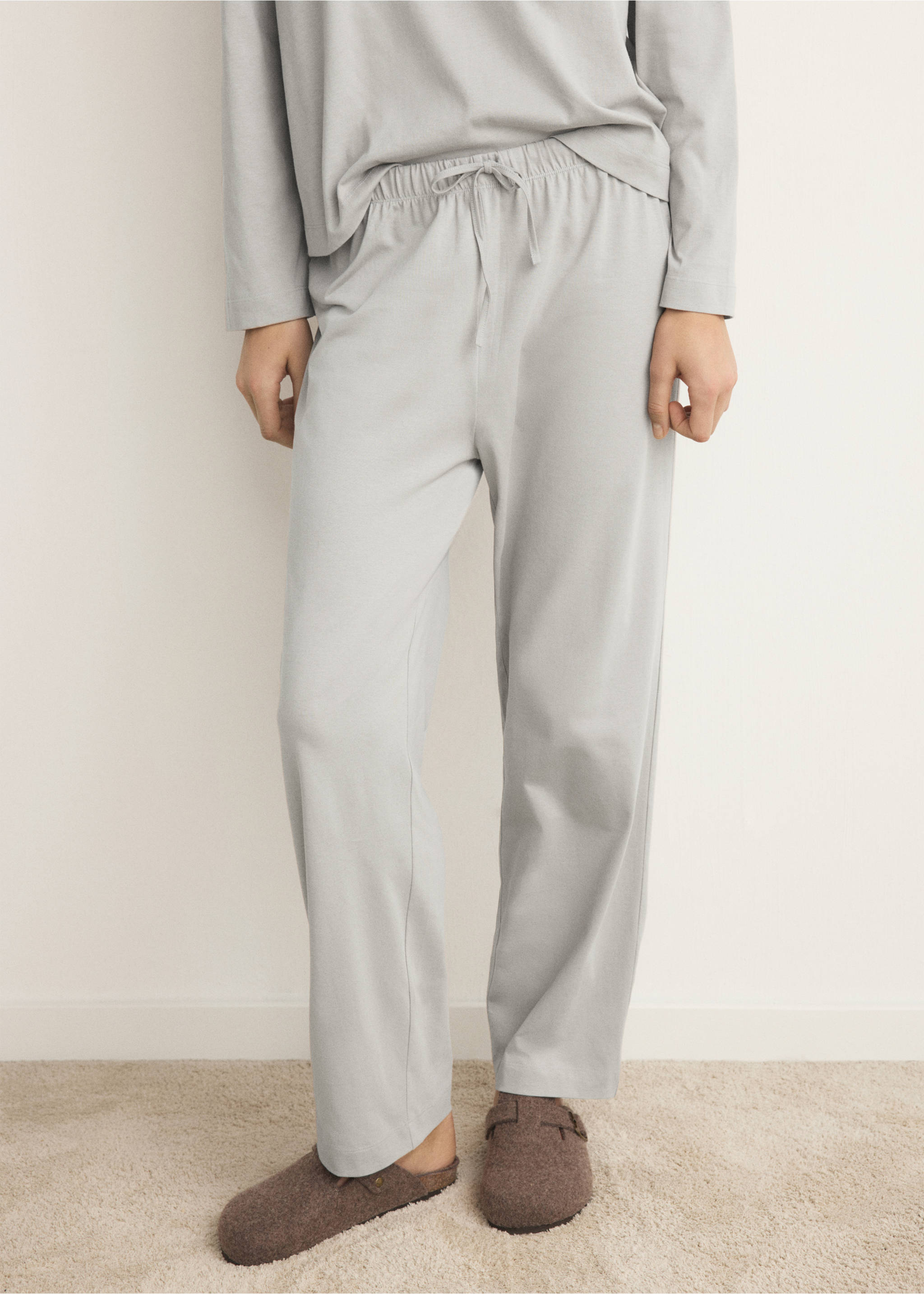 Two-piece plain cotton pyjamas - Medium plane, Grey. Ref: 27071215-00.