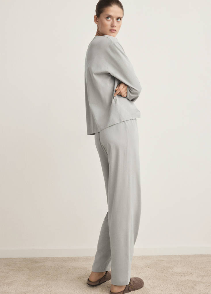 Two-piece plain cotton pyjamas — Grey