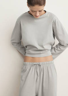 Two-piece plain cotton pyjamas — Grey 4