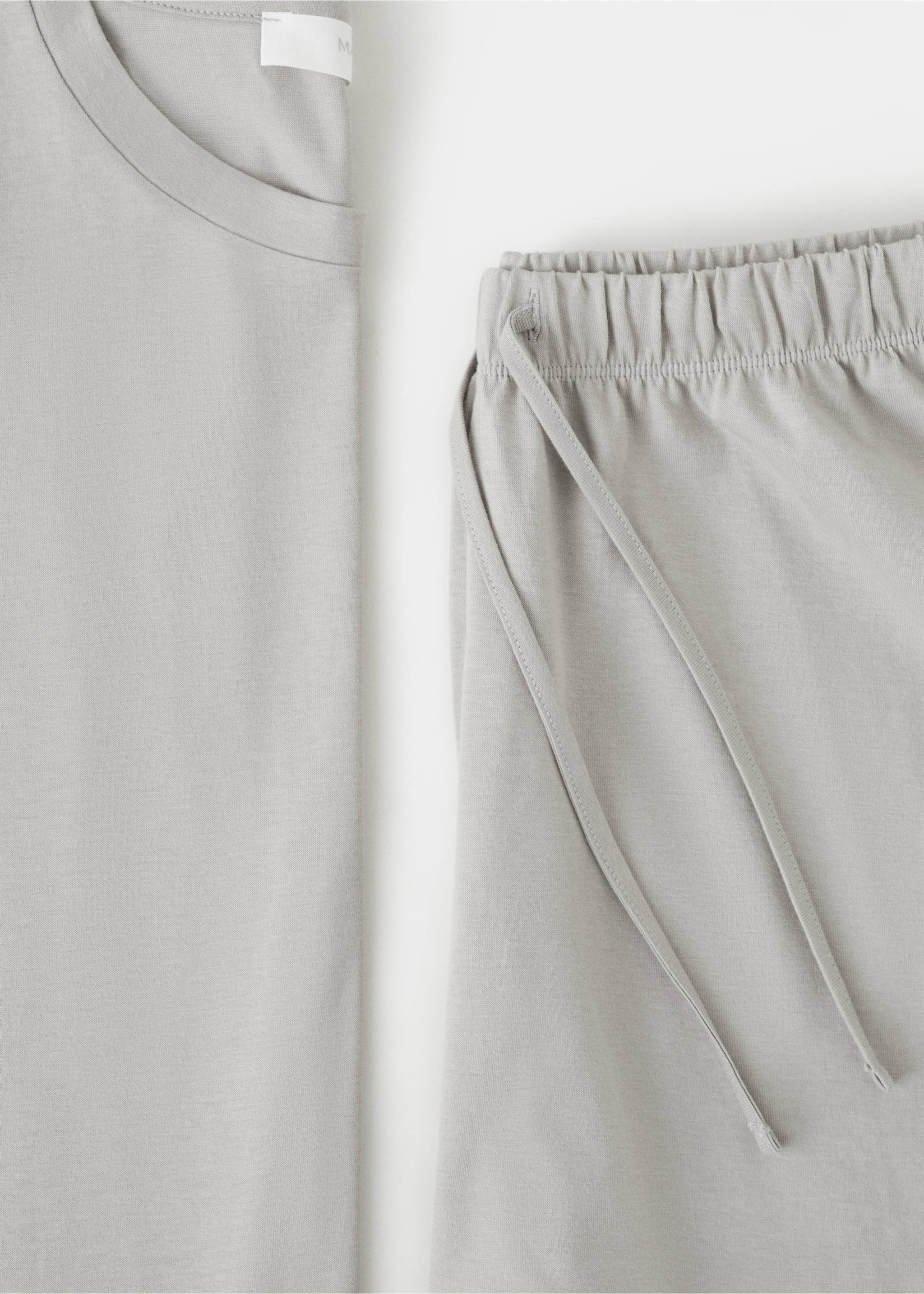 Two-piece plain cotton pyjamas - Details of the article 8, Grey. Ref: 27071215-00.