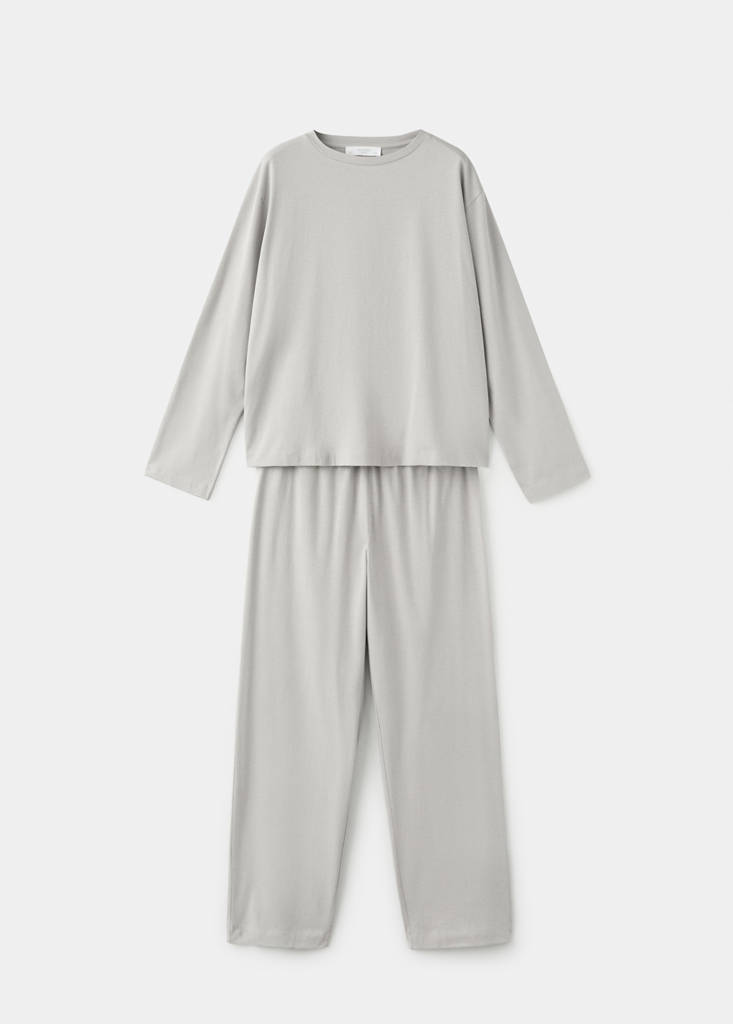 Two-piece plain cotton pyjamas — Grey