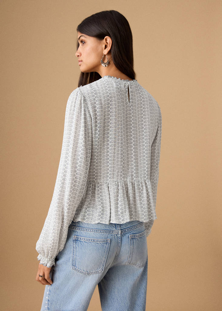 Ruched printed blouse — Off White