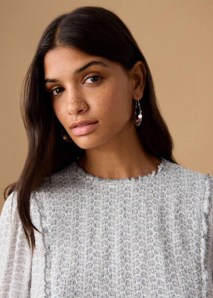 Ruched printed blouse — Off White