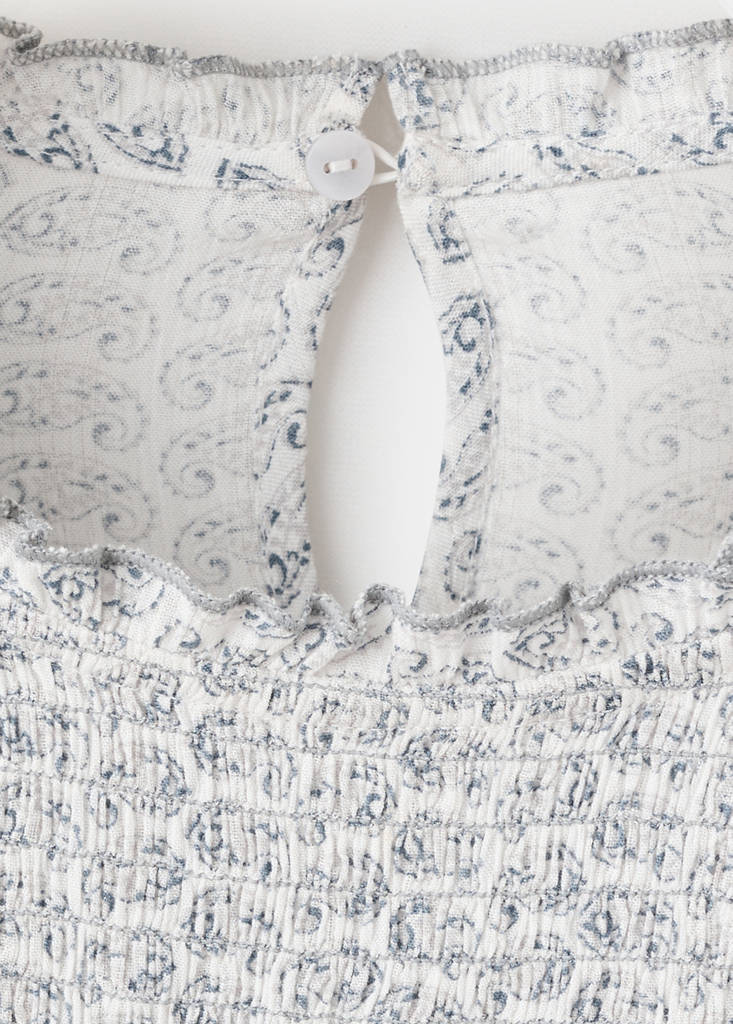 Ruched printed blouse — Off White