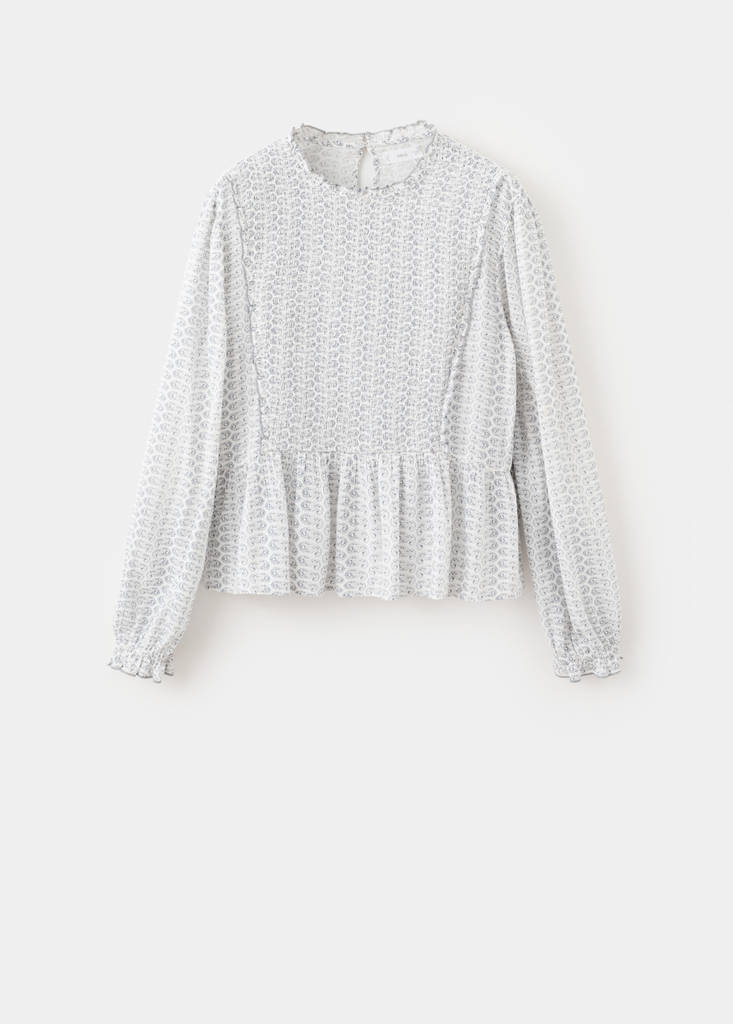 Ruched printed blouse — Off White