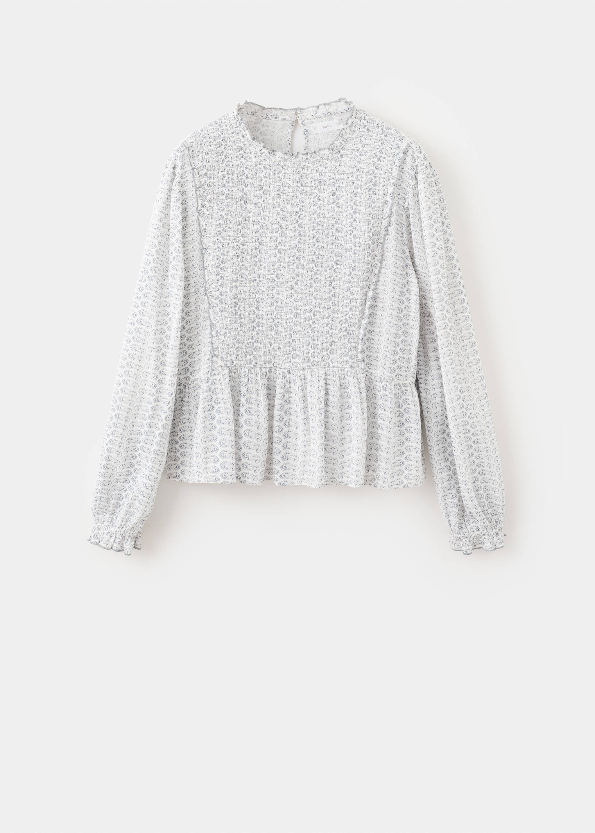 Ruched printed blouse - Article without model, Off White. Ref: 27071221-00.
