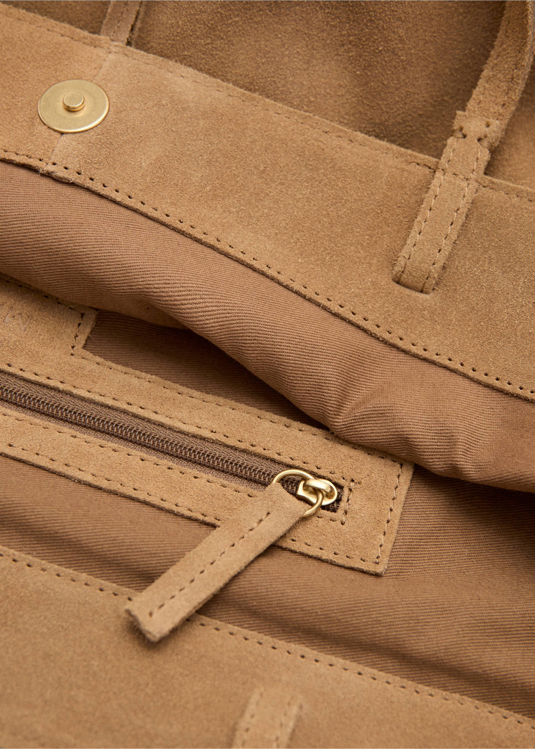 蝴蝶结绒面革购物袋 - null, 中褐色. Ref: 27071224-00.