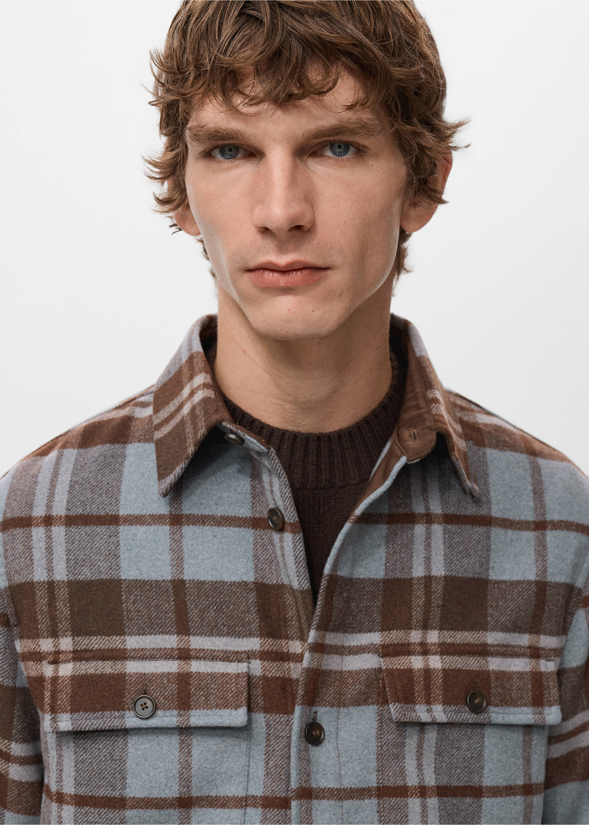 Верхняя рубашка в клетку с карманами - Деталь изделия 1, Прусский синий. Ref: 27071225-00.