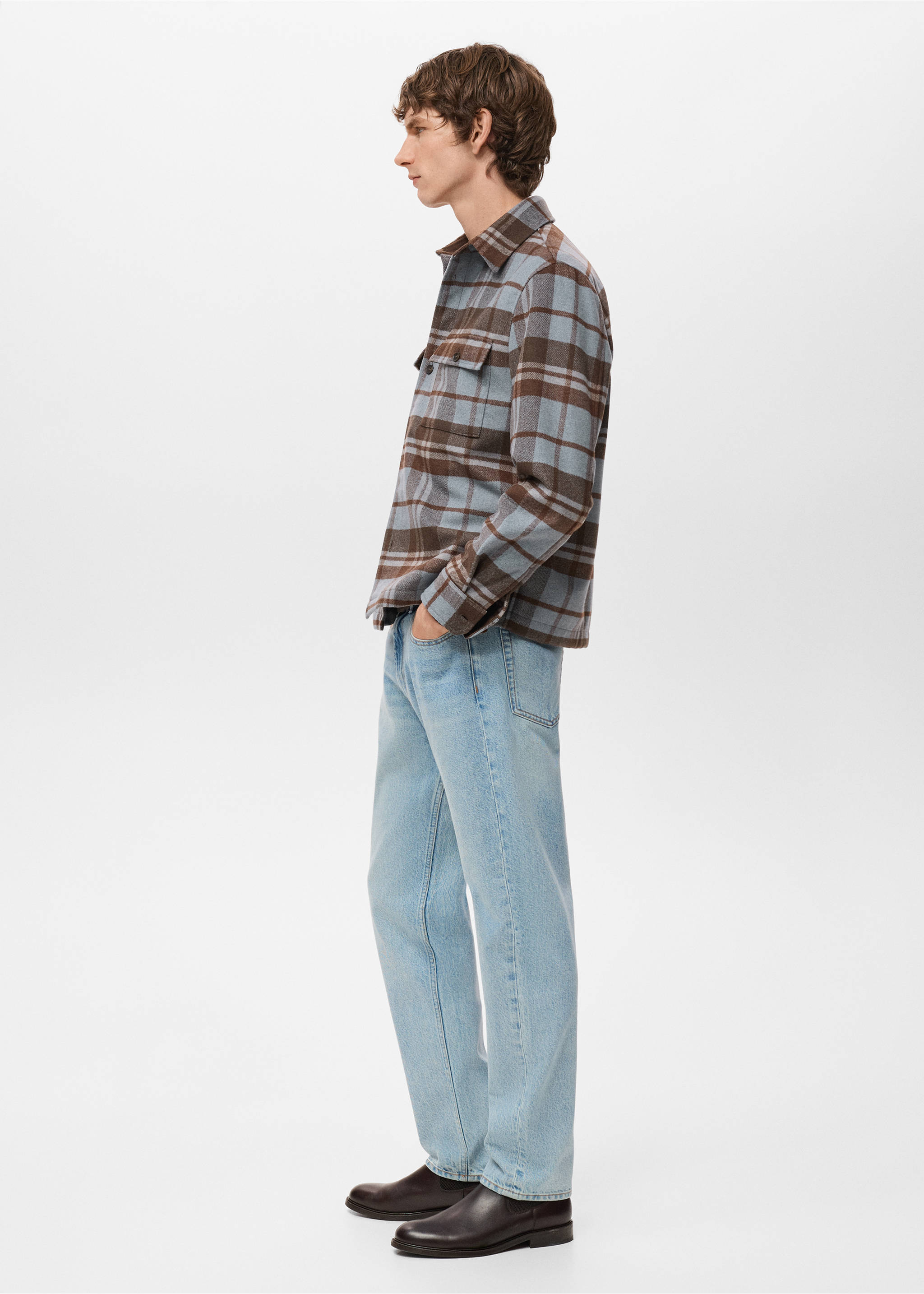 Верхняя рубашка в клетку с карманами - Деталь изделия 2, Прусский синий. Ref: 27071225-00.