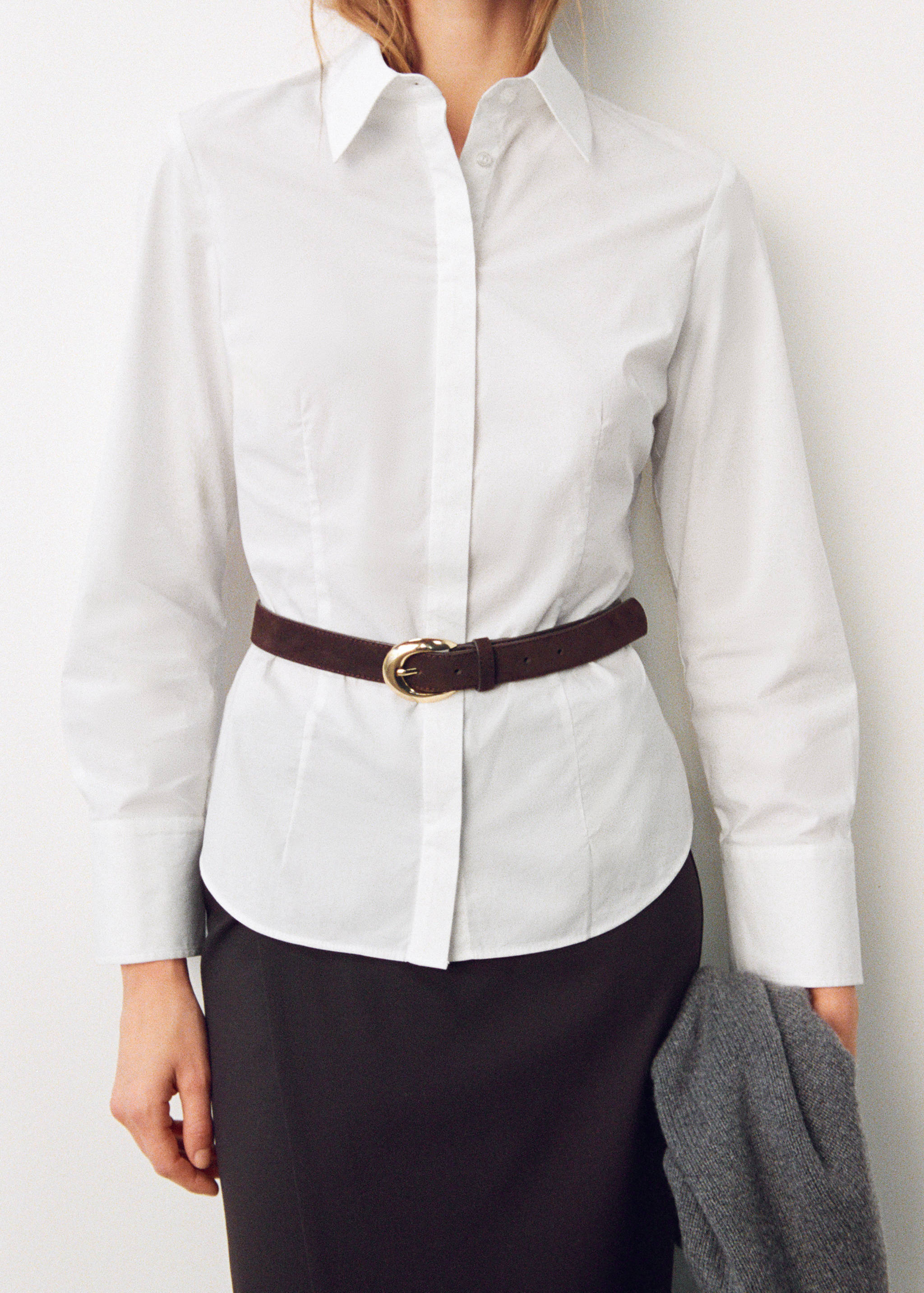 Slim-fit poplin shirt - Medium plane