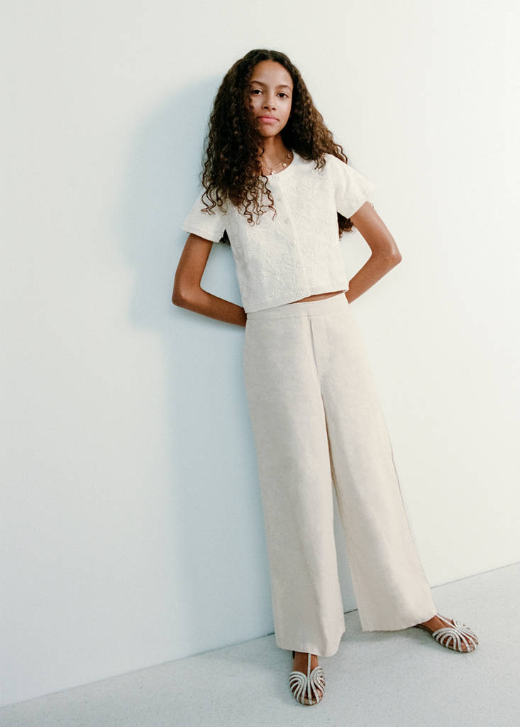 Linen-blend trousers — Beige