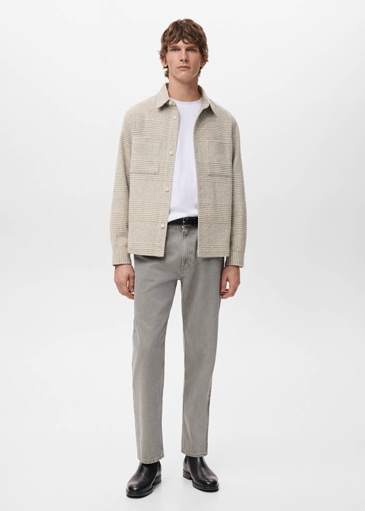 Check wool-blend overshirt