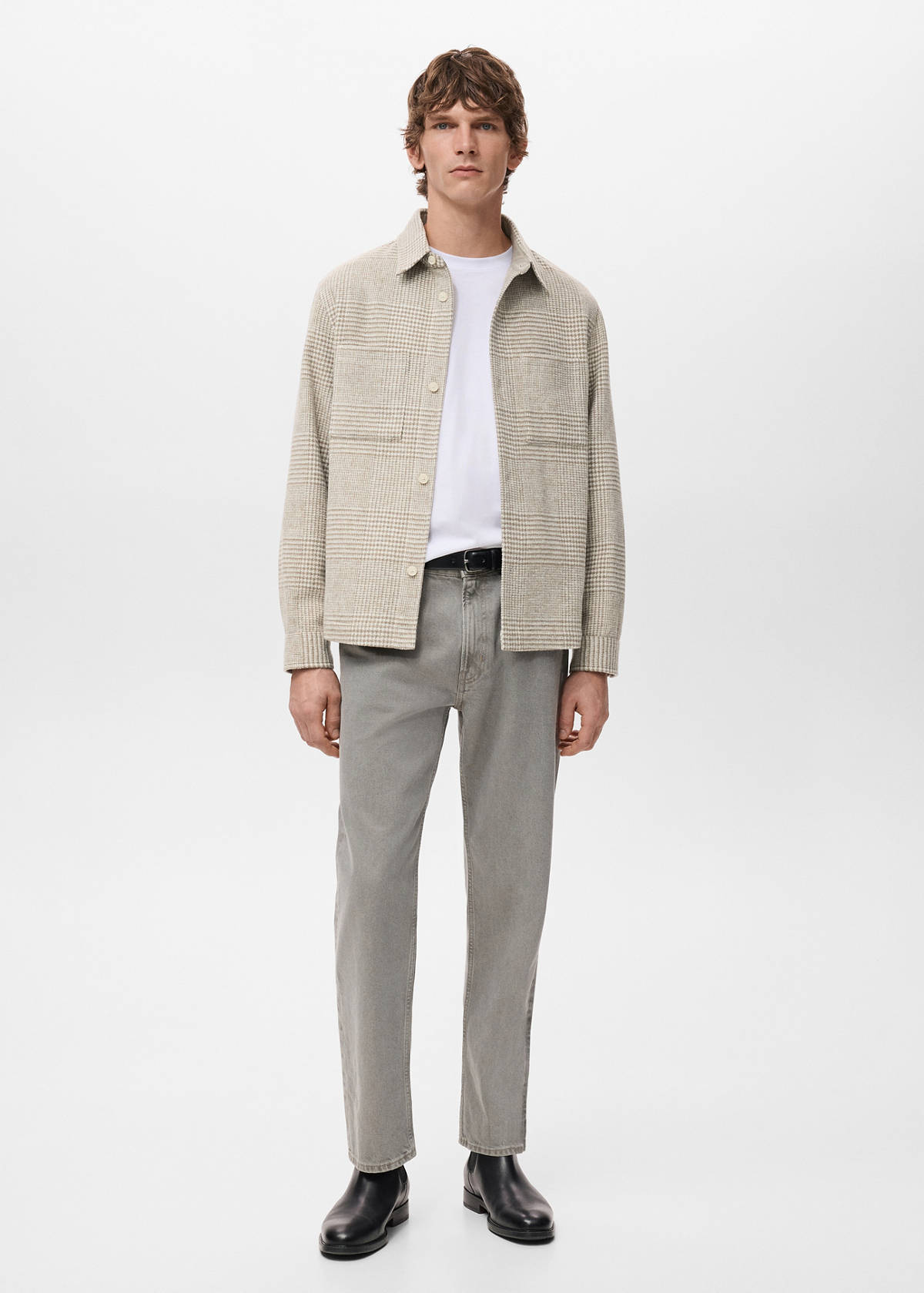 Check wool-blend overshirt