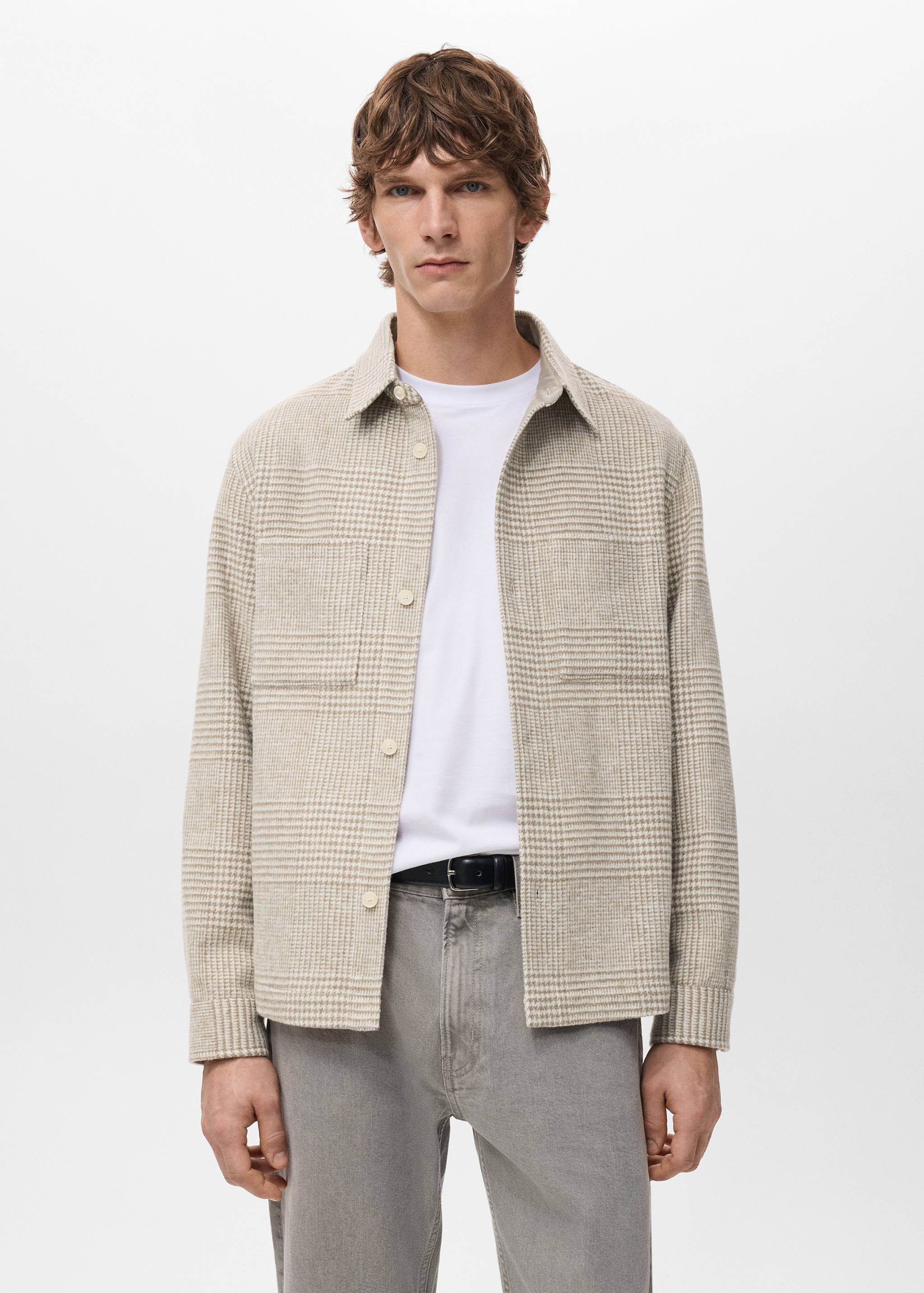 Surchemise laine mélangée carreaux - Plan moyen