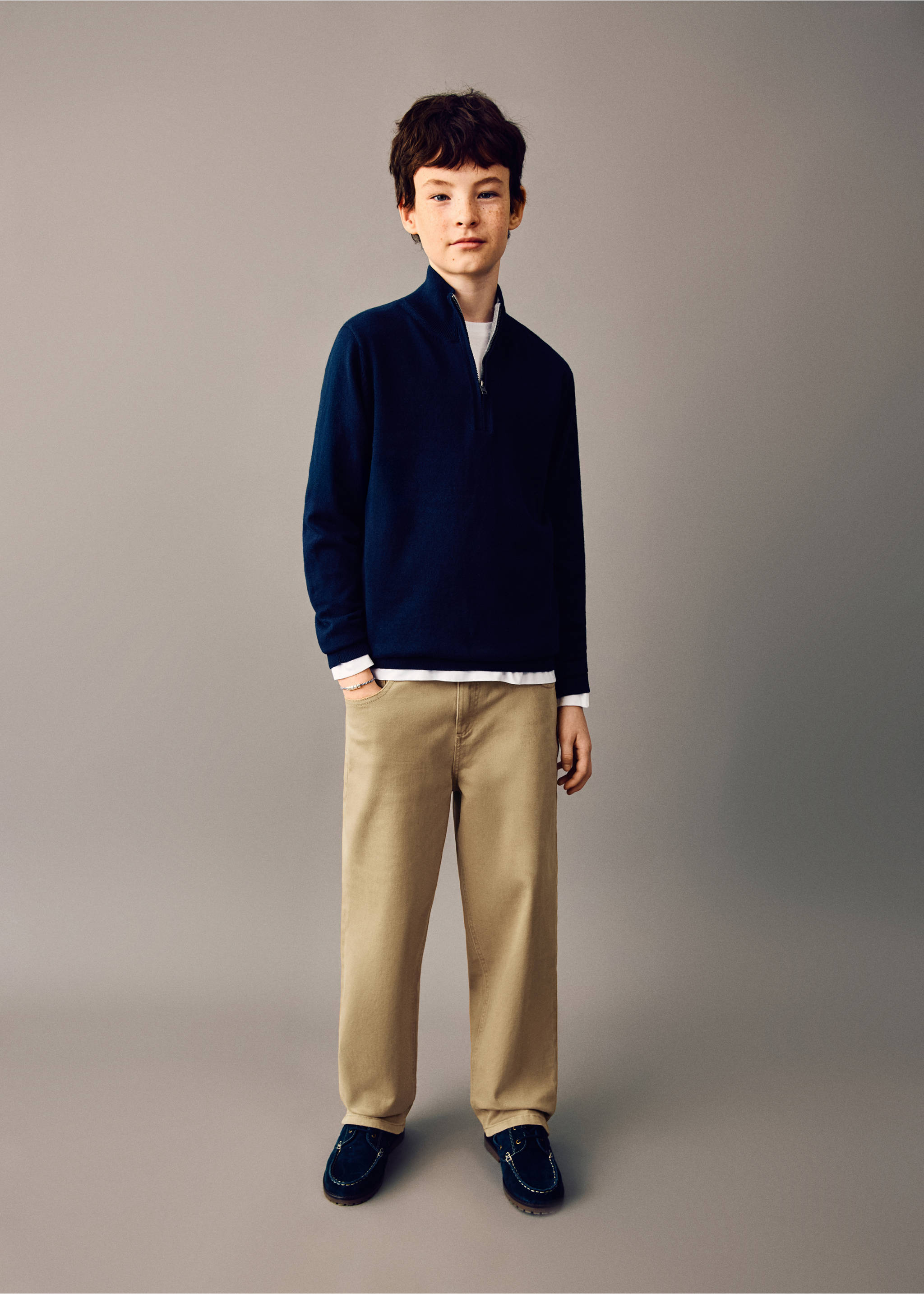 Jeans rectos algodón - Plano general, Arena. Ref: 27071232-00.