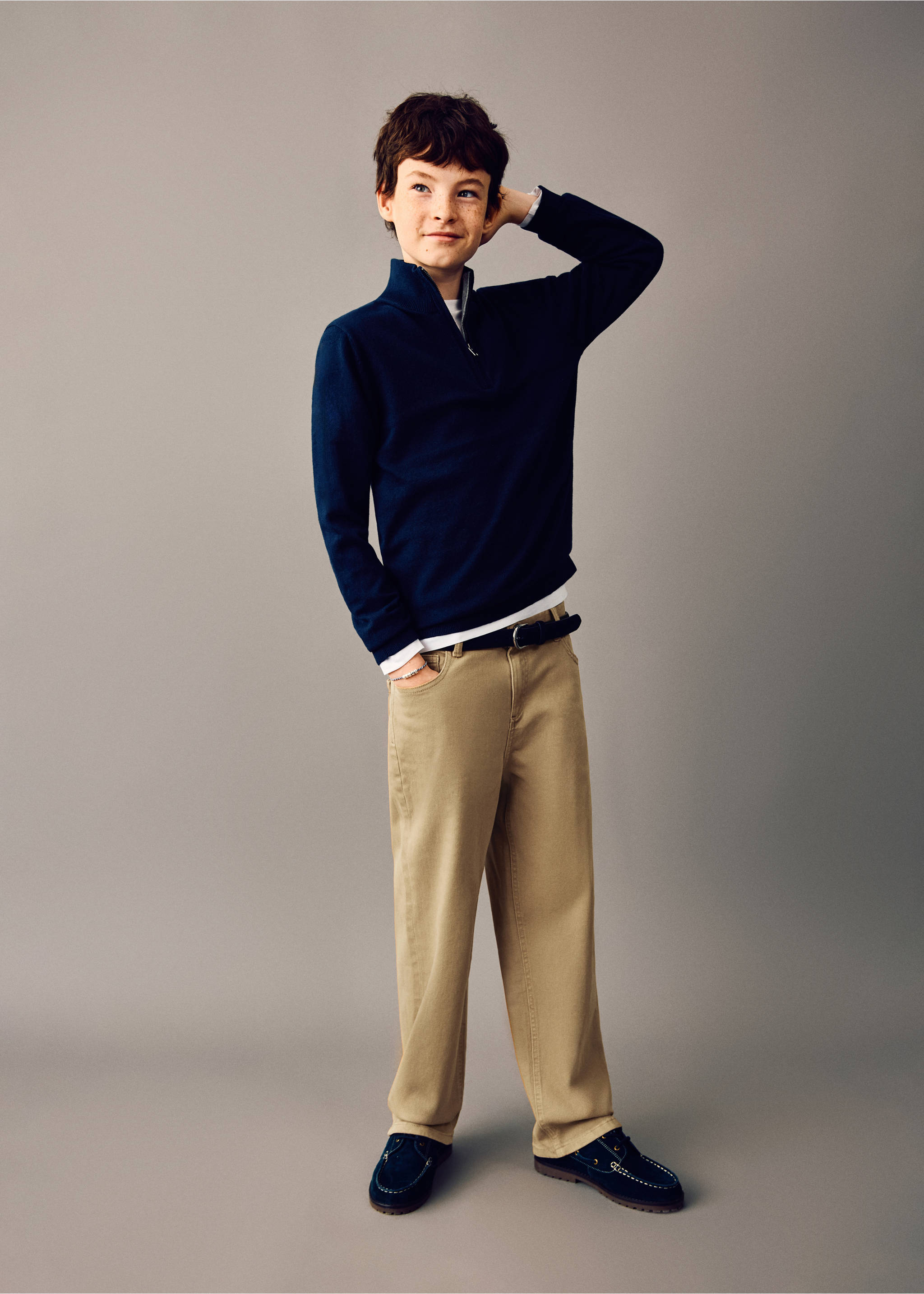 Jeans rectos algodón - Plano medio, Arena. Ref: 27071232-00.