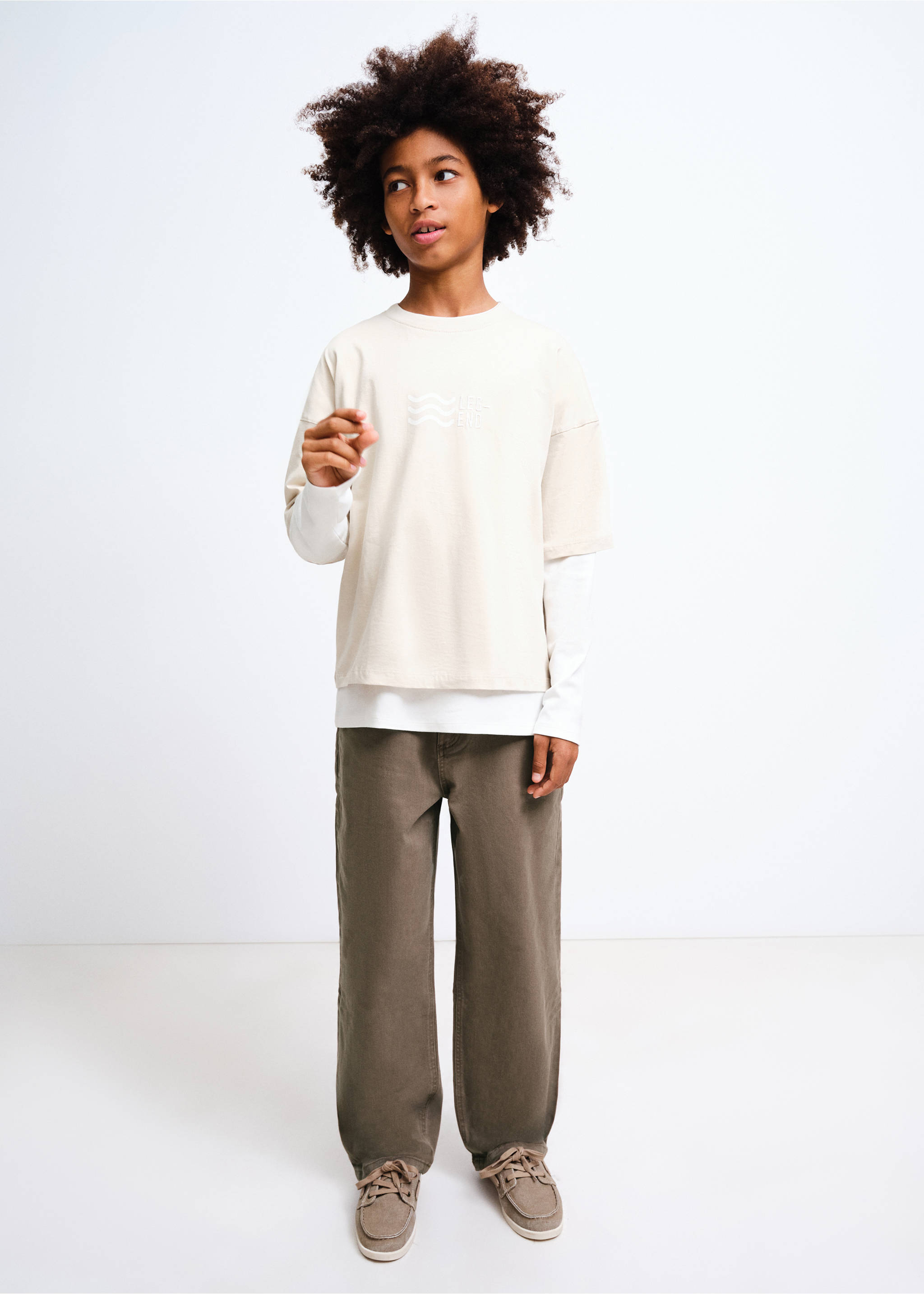 Jeans rectos algodón - Plano general, Marrón. Ref: 27071232-00.