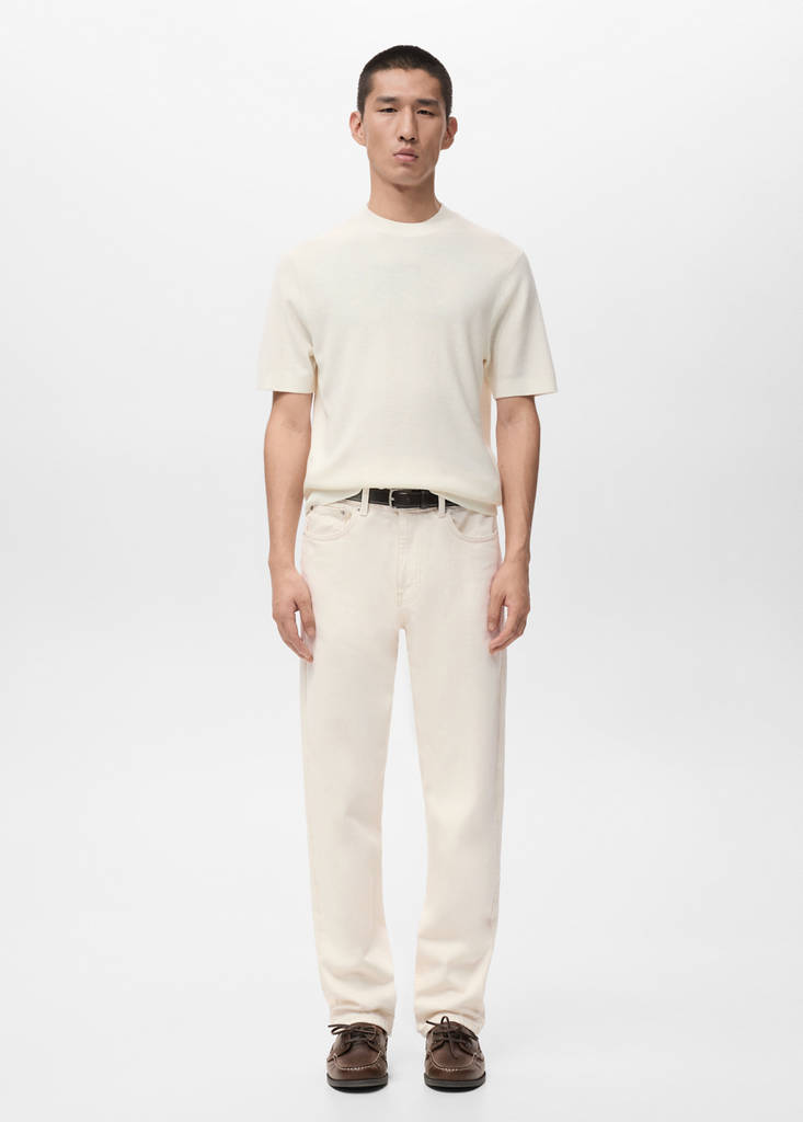 Knit cotton T-shirt — Off White