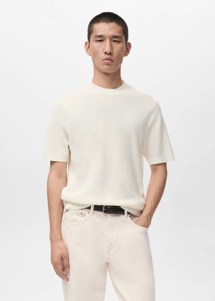 Knit cotton T-shirt — Off White