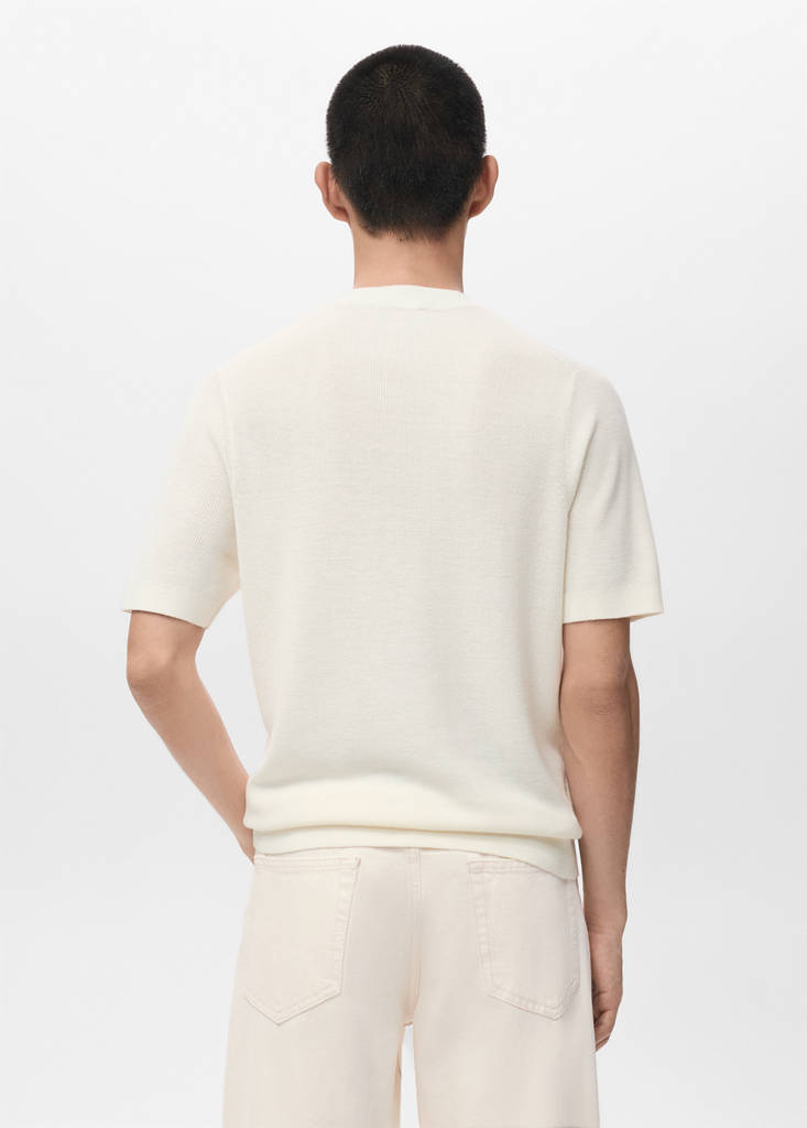 Knit cotton T-shirt — Off White