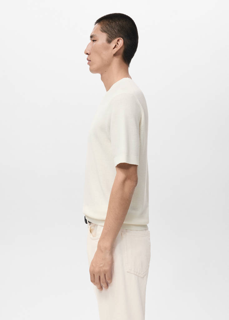Knit cotton T-shirt — Off White
