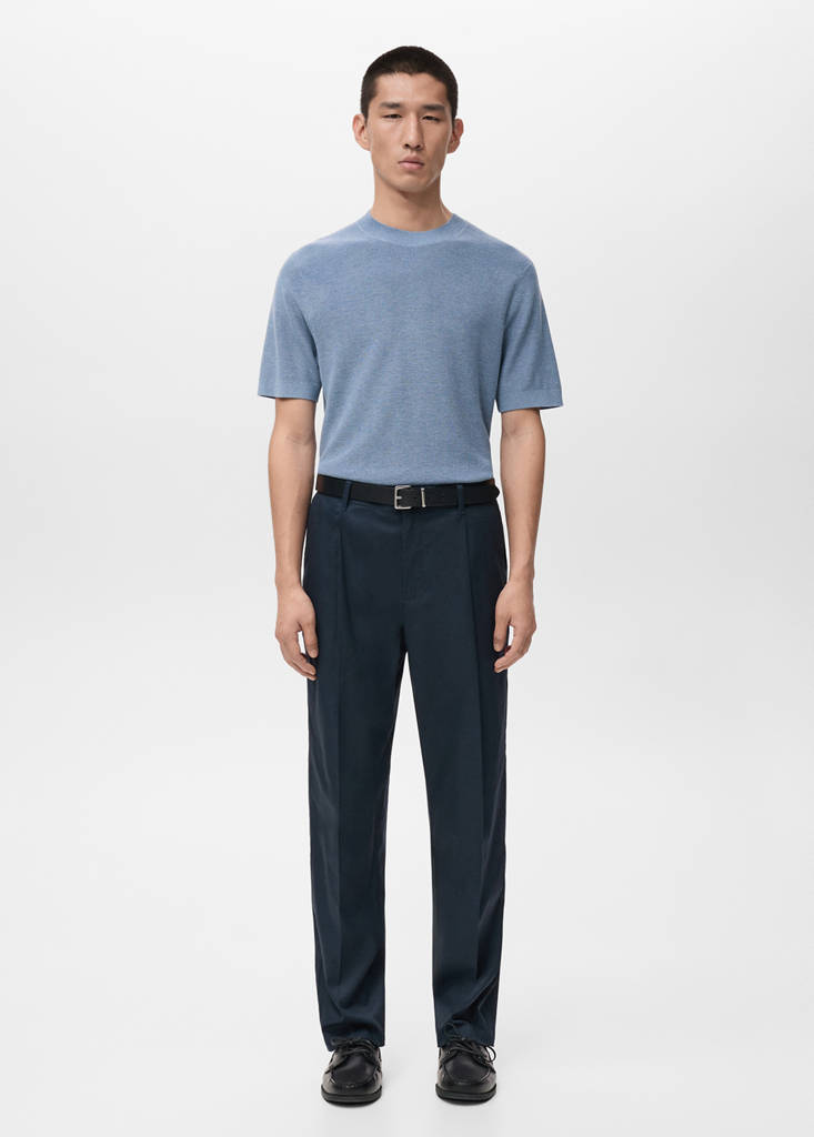 Knit cotton T-shirt — China Blue