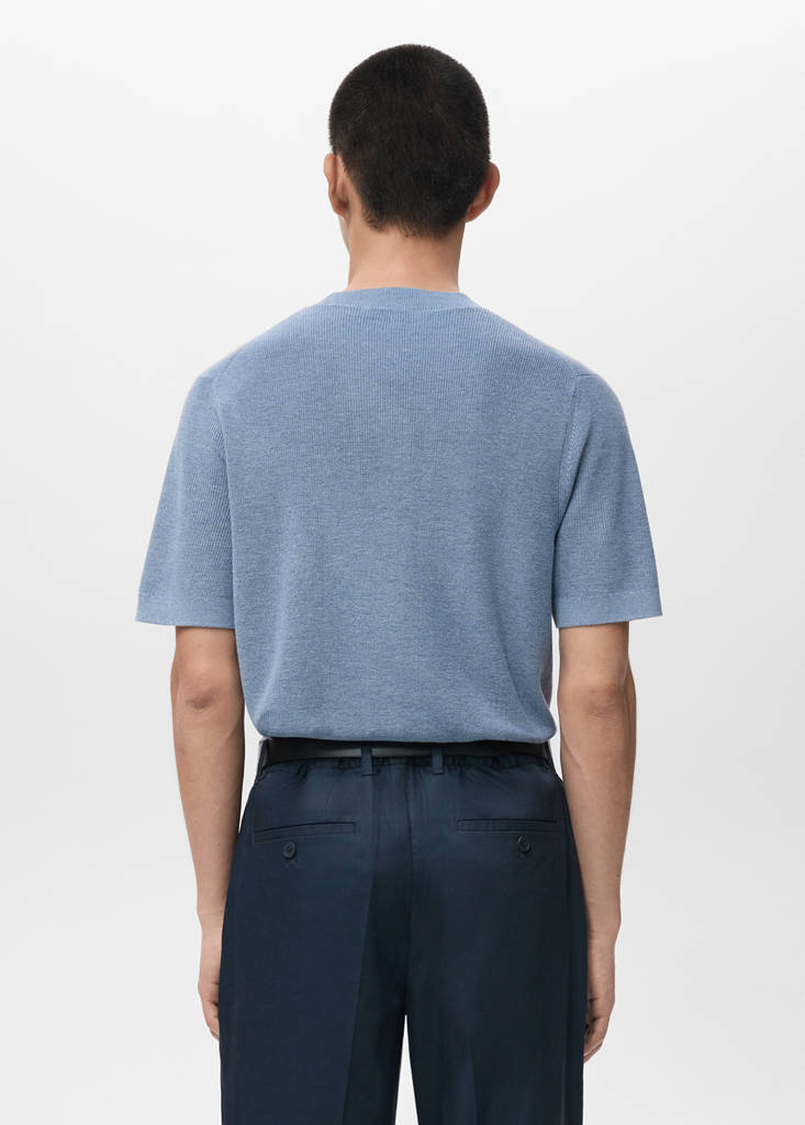 Knit cotton T-shirt — China Blue