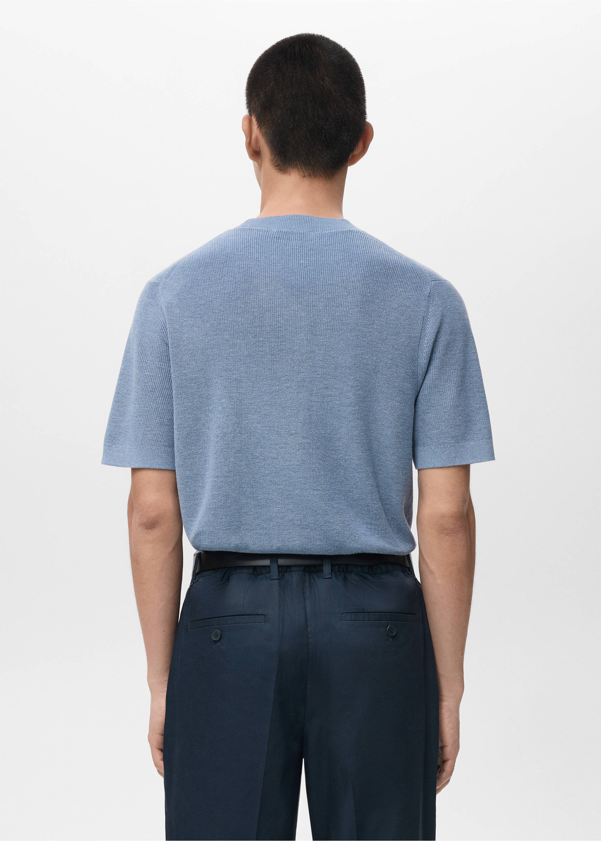 Knit cotton T-shirt - Reverse of the article, China Blue. Ref: 27071234-00.